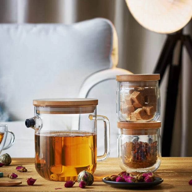Thermic Glass Drink & Design Zuccheriera Con Coperchio 33 cl In Vetro Termico Borosilicato