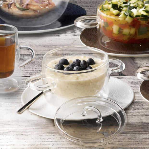 Thermic Glass Food & Design Pentolino Con Coperchio 25 cl In Vetro Termico Borosilicato Set 2 Pz