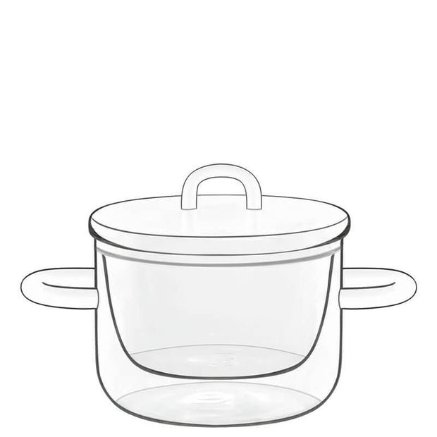 Thermic Glass Food & Design Pentolino Con Coperchio 25 cl In Vetro Termico Borosilicato Set 2 Pz