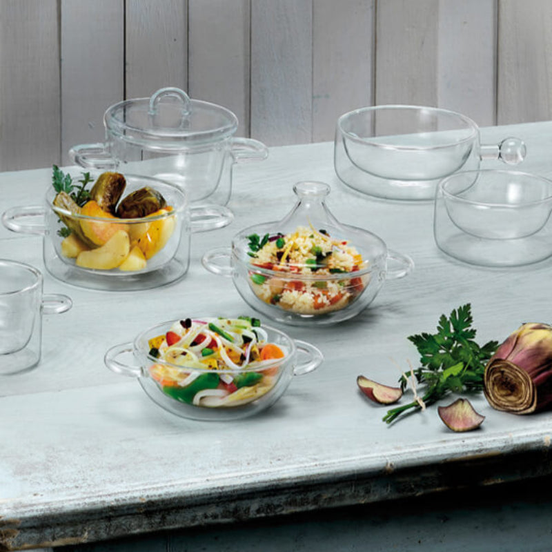 Thermic Glass Food & Design Tegamino Monoporzione 27 cl In Vetro Termico Borosilicato Set 2 Pz