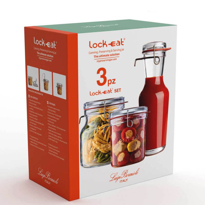Lock Eat Set Vasetti Con Tappo Ermetico In Vetro Set 3 Pz