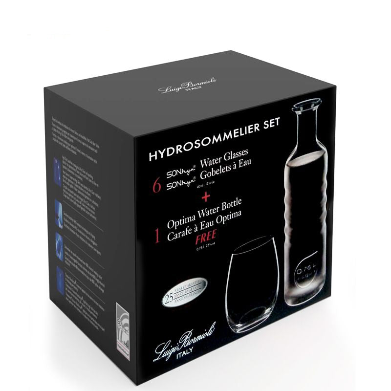 Hydrosommelier Set Bicchieri e Bottiglia In Vetro Set 7 Pz