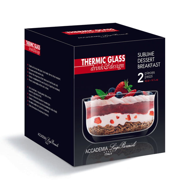 Thermic Glass Drink & Design Sublime Coppa Dessert Gelato 42 cl In Vetro Termico Borosilicato Set 2 Pz