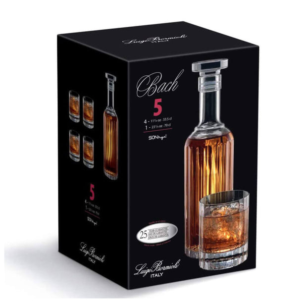 Bach Set Whisky Bottiglia e Bicchieri In Vetro Set 5 Pz