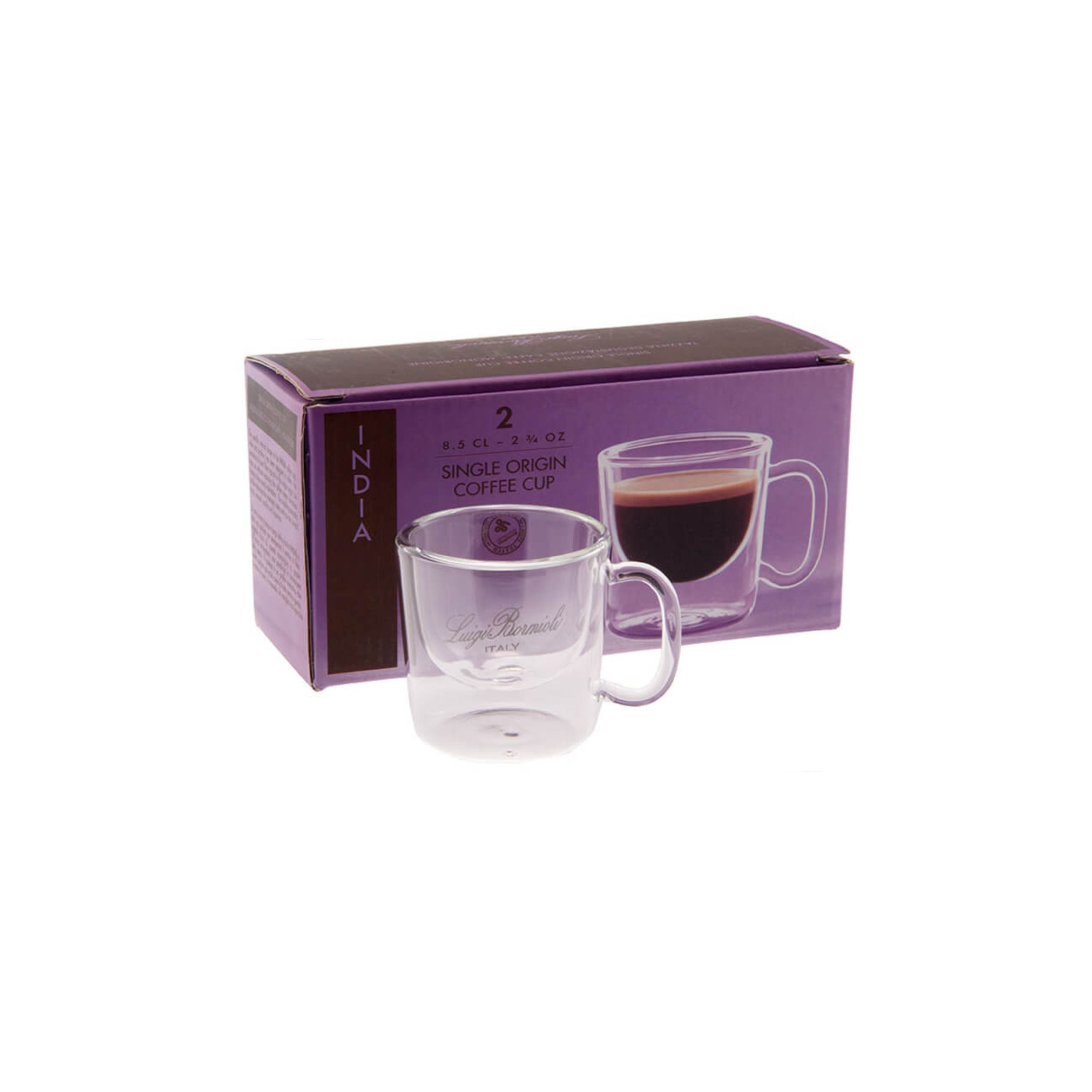 Thermic Glass Monorigine India Tazzina Caffè 8.5 cl In Vetro Termico Borosilicato Set 2 Pz