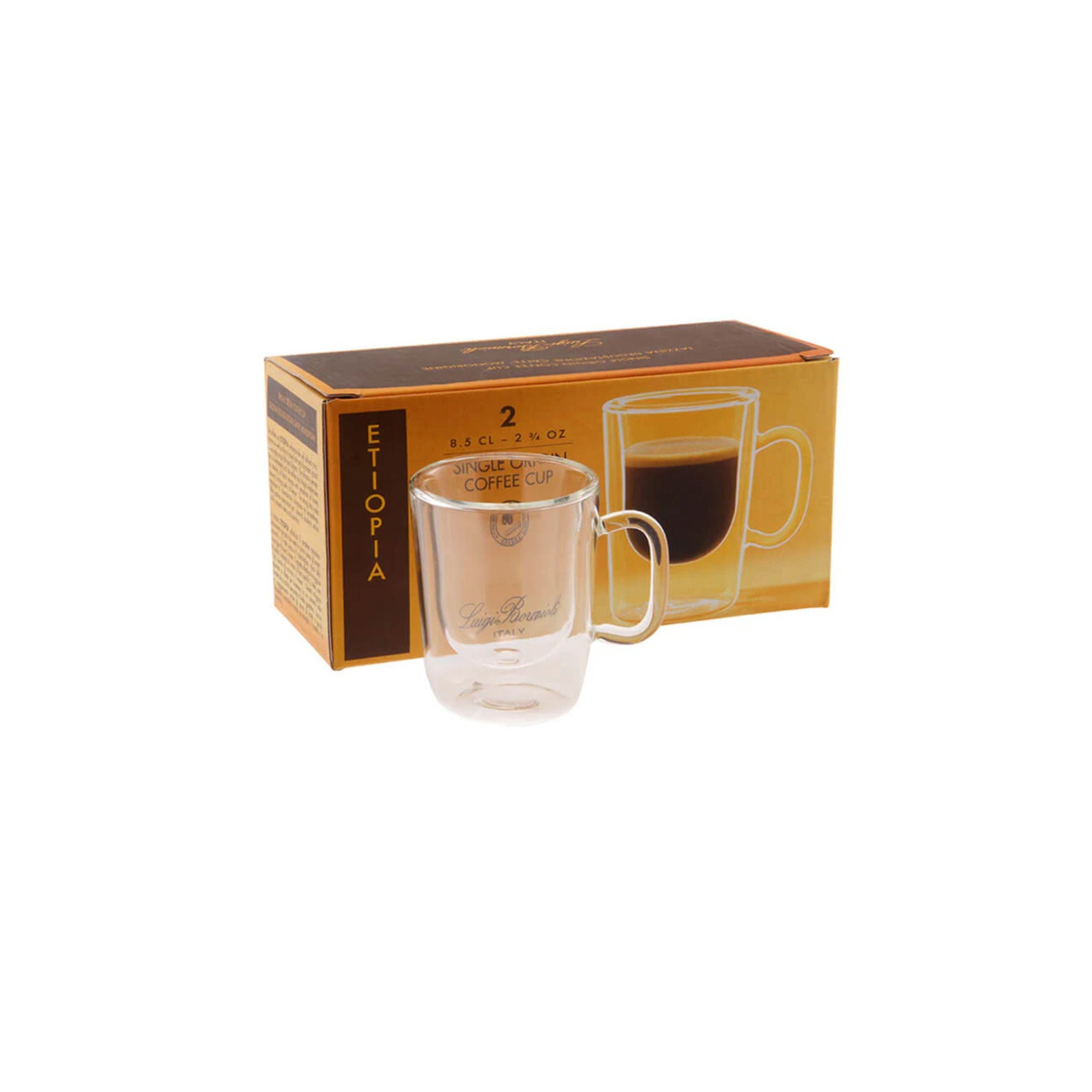 Thermic Glass Monorigine Etiopia Tazzina Caffè 8.5 cl In Vetro Termico Borosilicato Set 2 Pz