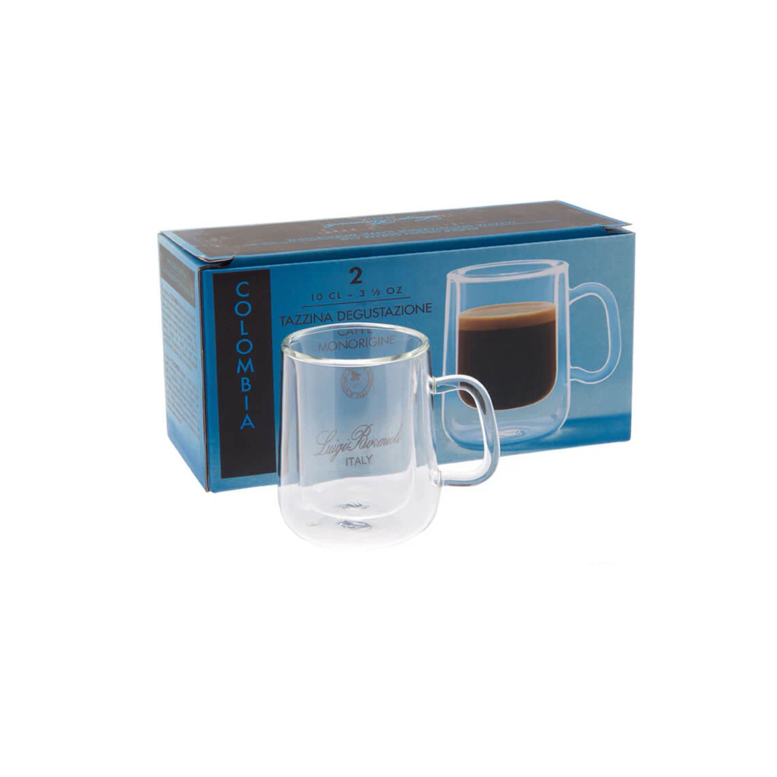 Thermic Glass Monorigine Colombia Tazzina Caffè 10 cl In Vetro Termico Borosilicato Set 2 Pz