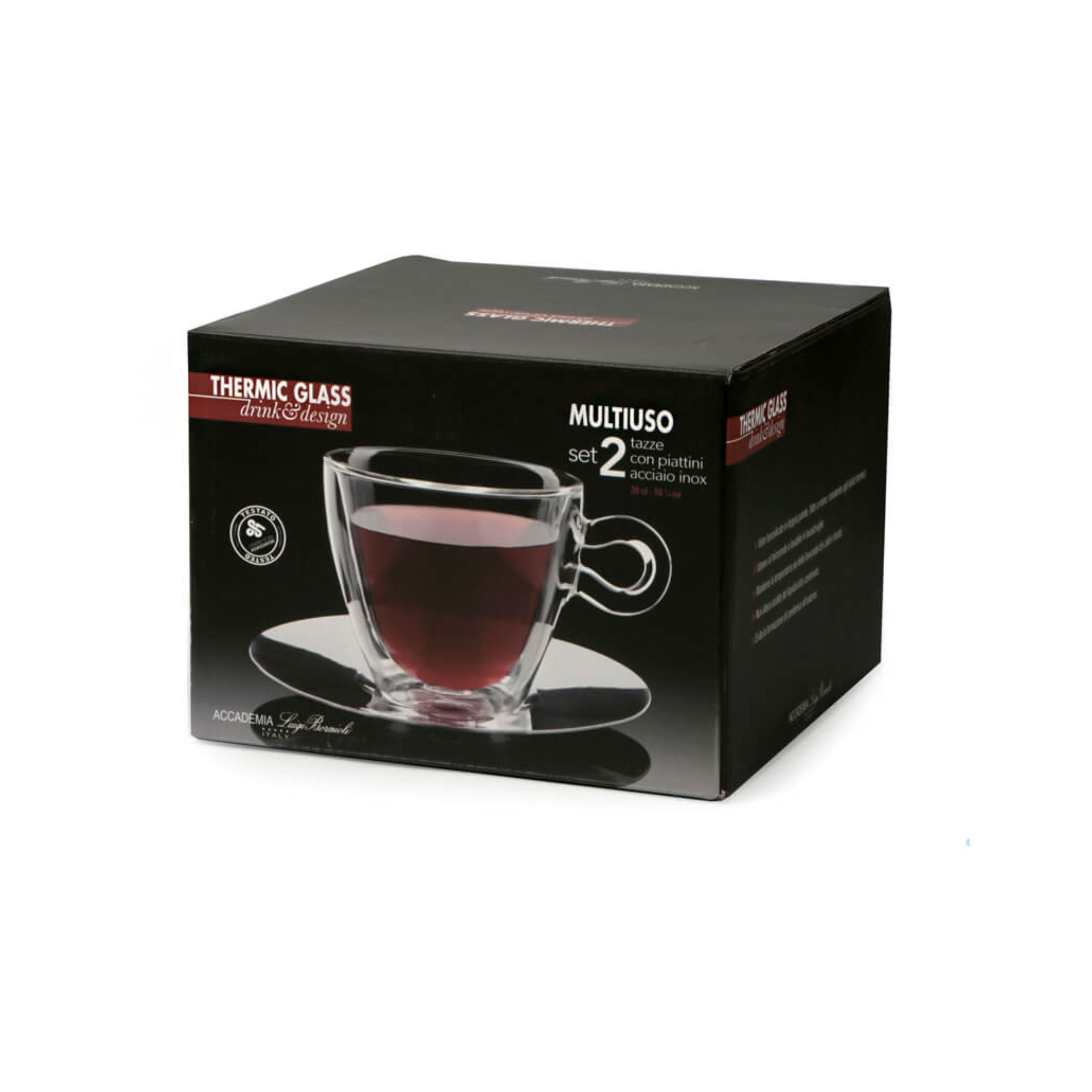 Thermic Glass Drink & Design Tazza Multiuso 30 cl In Vetro Termico Borosilicato Set 2 Pz