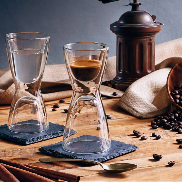 Thermic Glass Drink & Design Unico Espresso & Water Verre À Shooter Multifonction 10 cl Lot 2 Pcs