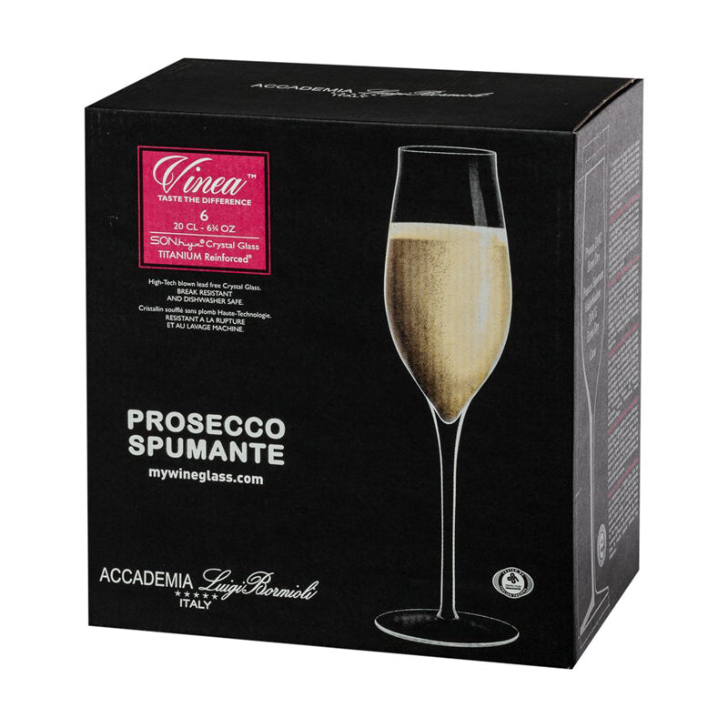 Vinea Calice Flute 20 cl In Vetro Set 6 Pz